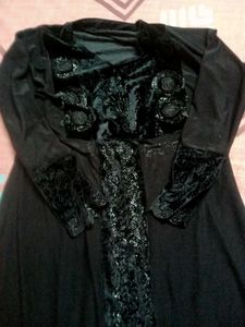Hijjab Elegant Black Dress with Embellishments