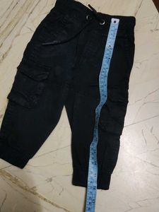 Boys Black Cargo Capri