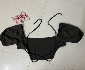 Brown Cropped Tie Top