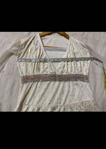 White dress with golden work