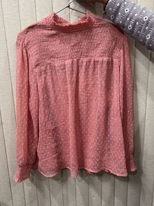 Elegant Pink High Neck Net top with undershirt