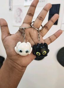 Toothless and Light Fury Couple Keychain 🖤🤍