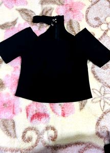 Black Cold Shoulder Top