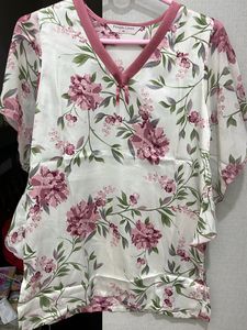 Floral Print Top ,top Part Of Night Wear