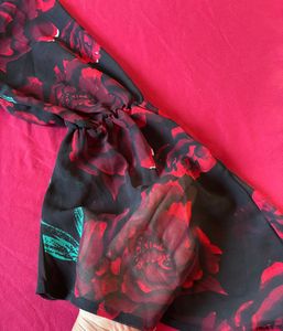 AASK Black &amp; Red Floral Printed Mini Dress