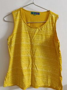 Yellow Printed Tank Top