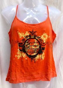 Orange Graphic Tank Top