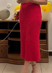Red Knit Skirt