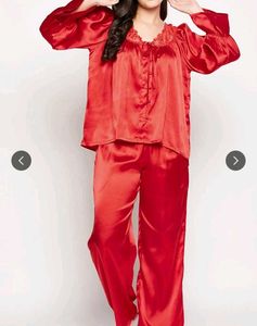 3XL Red Satin Night Suit