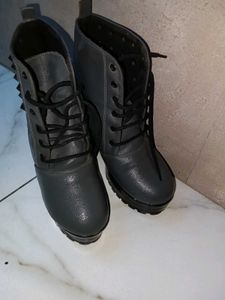 Gray Studded Ankle Boots