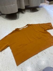 brown oversized crop top