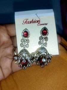 Red Jhumka Earrings