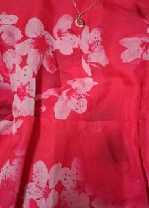 Pink Floral Chiffon Dress