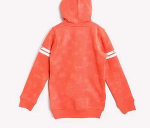 Orange Printed Hooded Sweatshirt