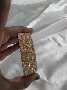 White Stone One Gram Gold Bangles
