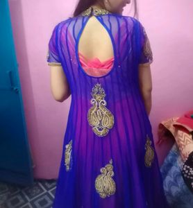 Elegant Blue & Pink Anarkali