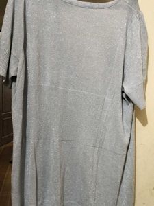 Silver Shimmer Button-Down Cardigan