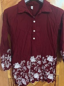 Cotton Maroon Cord Set