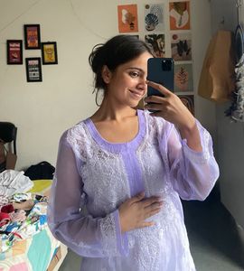 Lavender Lucknowi Kurti