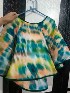 Tie-Dye Flared Sleeve Top