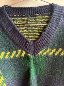 Plaid Knit Sweater Vest Top