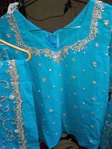 Teal Beaded Indian Dress