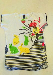 Unique Bunny &amp; Floral Print Tee