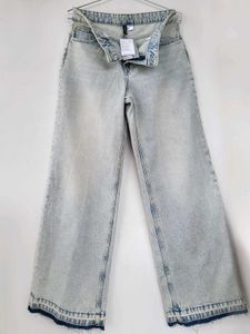 H&M NEW Wrapover Waistband Straight Denim/EUR36