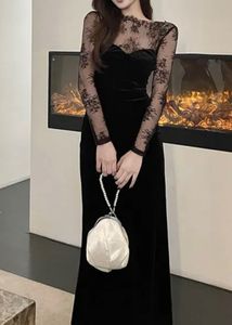 Elegant Black Lace Velvet Mermaid Gown