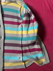 Striped Knit Hooded Cardigan