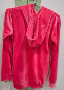 Pink rabbit fur hoody Top