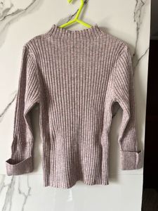 Ribbed Knit Mock Neck Top