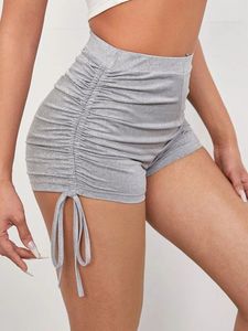 SHEIN Drawstring Knot Side Marled Shorts