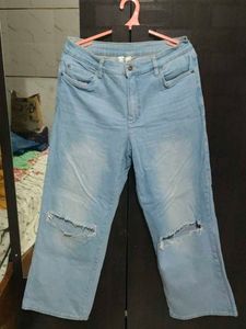 Ripped Wide Leg Jeans