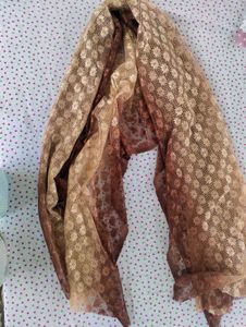 Vintage Brown &amp; Tan Lace Fabric
