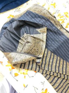 Beautiful Black And Golden Sari With Blouse