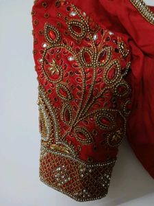 Red Customized Aari Worked Blouse