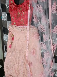 Price Drop 💧 PINK LEHENGA CHOLI WITH DUPATTA