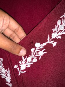 Maroon Embroidered Top