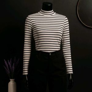 🎊sale🎉SHAIN Striped Turtleneck Top