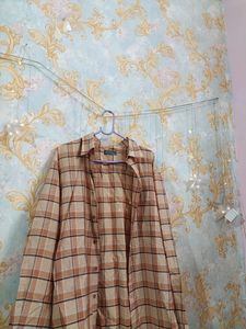 Aesthetic Beige Check Shirt