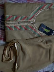Glace Cotton Suit With Pure Dupatta