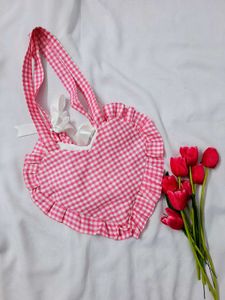 Cute Pink Gingham Coquette bow Bag