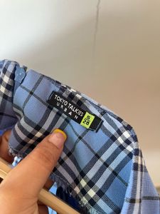 Blue Plaid Cropped Shirt