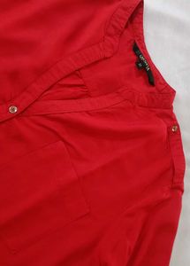 Red Mandarin Collar Top from Laks*ita