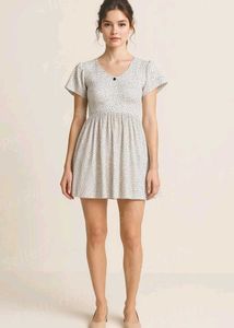 Cute White Printed Dress