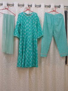 Pure Cotton Block Print Anarkali Set