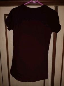 XMAS SALE!!!🌲 FESTER Women's Maroon Printed Round Neck Pure Cotton T-shirt