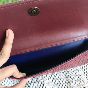 Estee lauder Burgundy Woven Chain Crossbody Bag