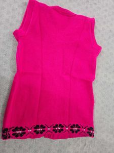 Pink Floral Knit Vest